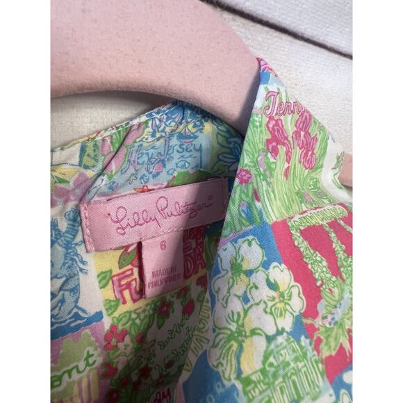 Lilly Pulitzer Girl's Size 6 Lilly State Of Mind Shift Dress All US States RARE! - Picture 3 of 5